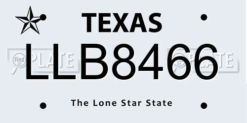 LLB8466 Texas License Plate