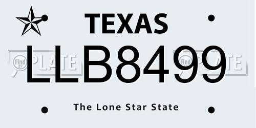 LLB8499 Texas License Plate