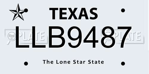 LLB9487 Texas License Plate