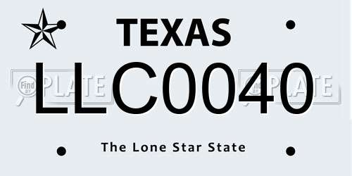 LLC0040 Texas License Plate