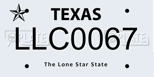 LLC0067 Texas License Plate
