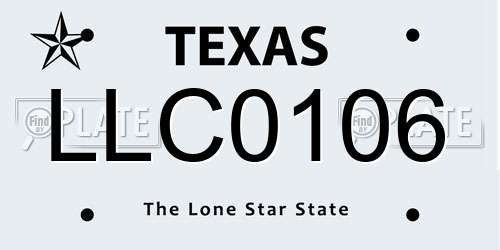 LLC0106 Texas License Plate