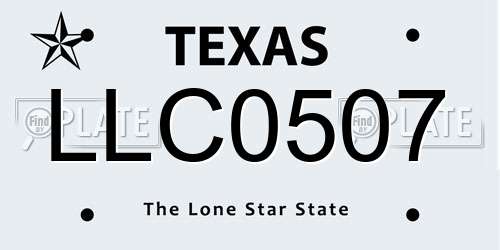 LLC0507 Texas License Plate