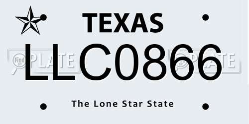 LLC0866 Texas License Plate