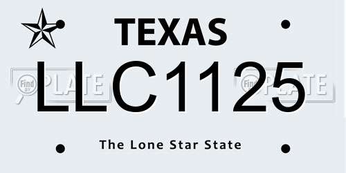 LLC1125 Texas License Plate