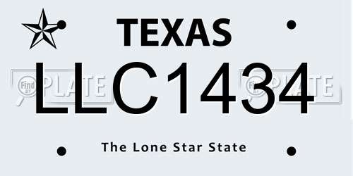LLC1434 Texas License Plate