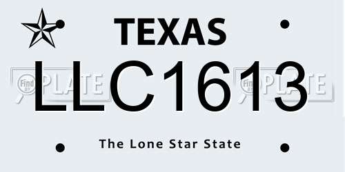 LLC1613 Texas License Plate