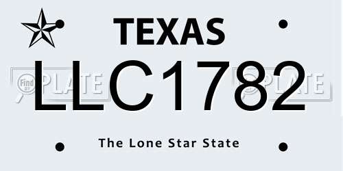 LLC1782 Texas License Plate