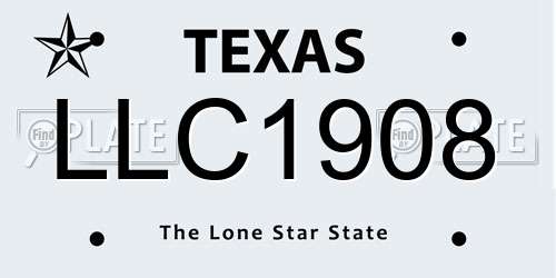 LLC1908 Texas License Plate