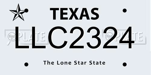 LLC2324 Texas License Plate
