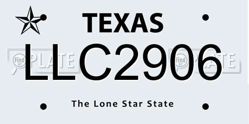 LLC2906 Texas License Plate