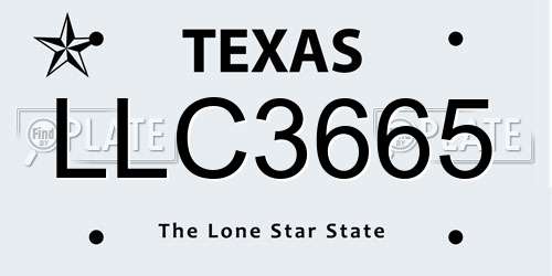 LLC3665 Texas License Plate