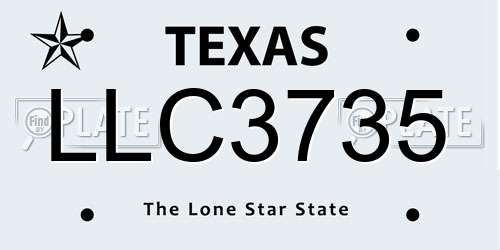 LLC3735 Texas License Plate