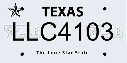 LLC4103 Texas License Plate