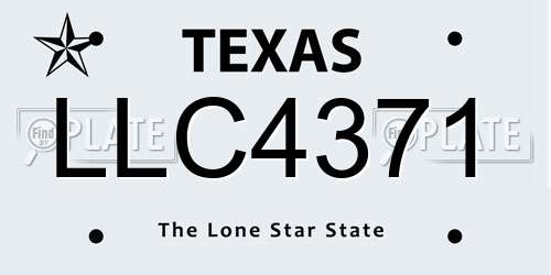 LLC4371 Texas License Plate