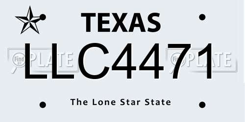 LLC4471 Texas License Plate