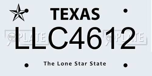 LLC4612 Texas License Plate