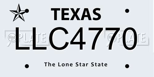 LLC4770 Texas License Plate