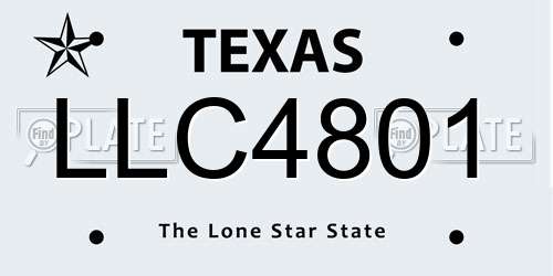 LLC4801 Texas License Plate