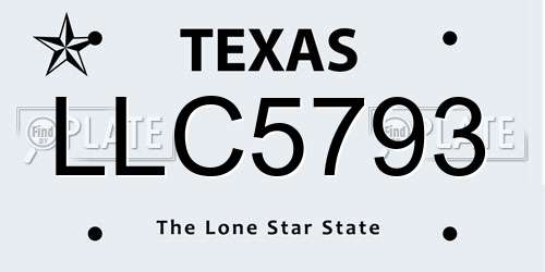 LLC5793 Texas License Plate