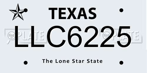 LLC6225 Texas License Plate