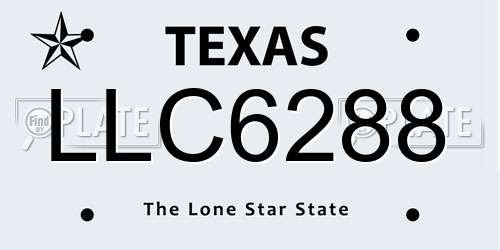 LLC6288 Texas License Plate