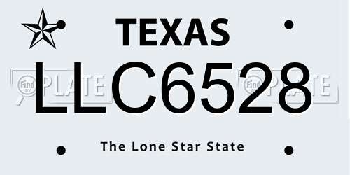 LLC6528 Texas License Plate