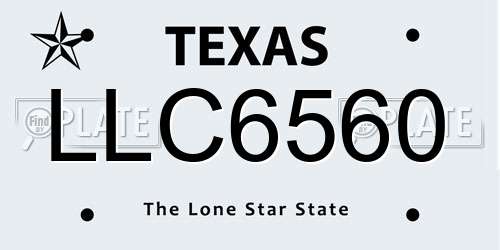 LLC6560 Texas License Plate