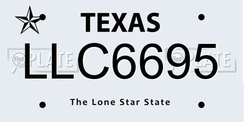 LLC6695 Texas License Plate