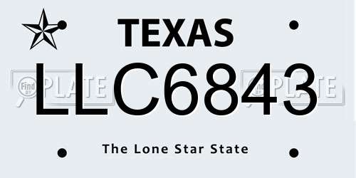 LLC6843 Texas License Plate