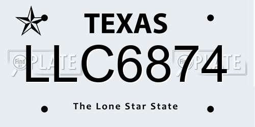 LLC6874 Texas License Plate