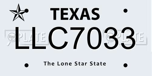 LLC7033 Texas License Plate