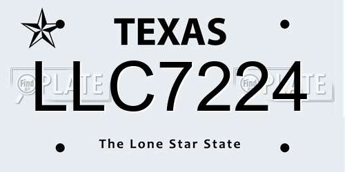 LLC7224 Texas License Plate