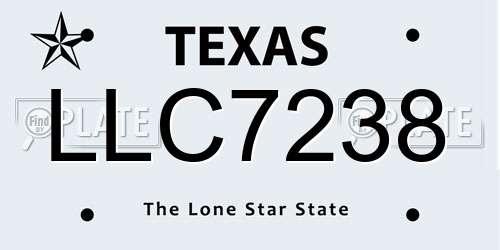 LLC7238 Texas License Plate