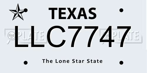LLC7747 Texas License Plate