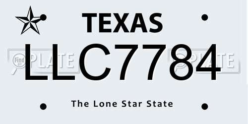 LLC7784 Texas License Plate