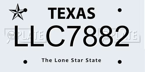 LLC7882 Texas License Plate