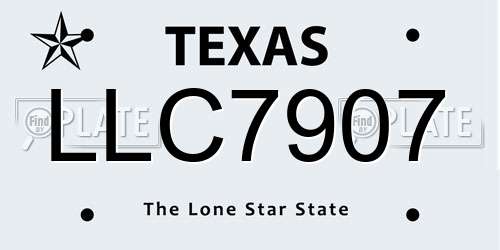 LLC7907 Texas License Plate