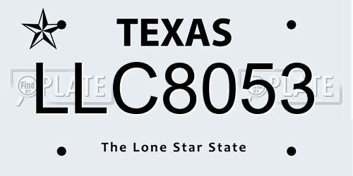 LLC8053 Texas License Plate