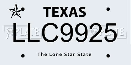 LLC9925 Texas License Plate