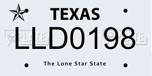 LLD0198 Texas License Plate