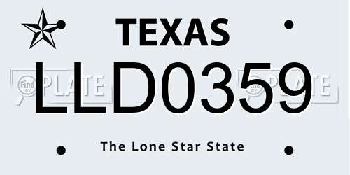 LLD0359 Texas License Plate