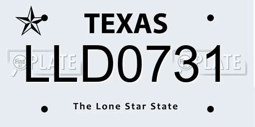 LLD0731 Texas License Plate