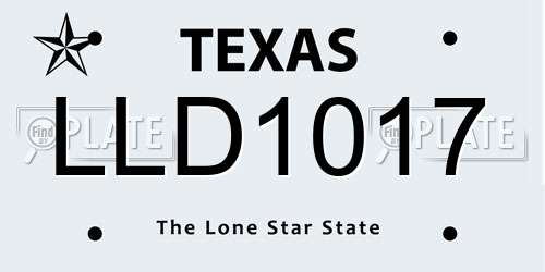 LLD1017 Texas License Plate