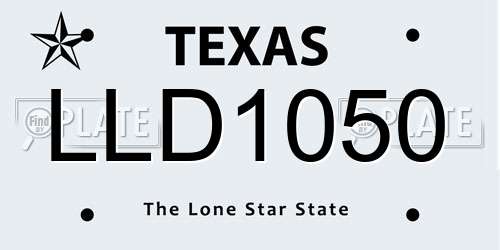 LLD1050 Texas License Plate