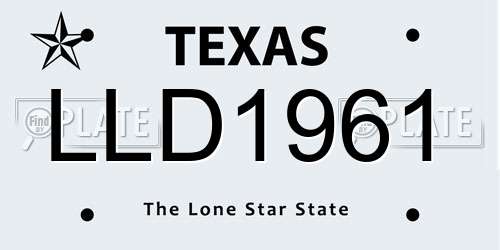 LLD1961 Texas License Plate
