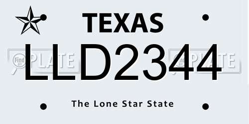 LLD2344 Texas License Plate