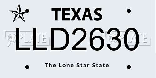 LLD2630 Texas License Plate