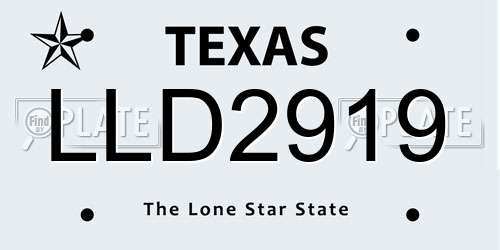 LLD2919 Texas License Plate