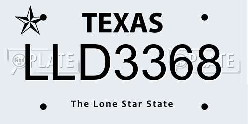 LLD3368 Texas License Plate